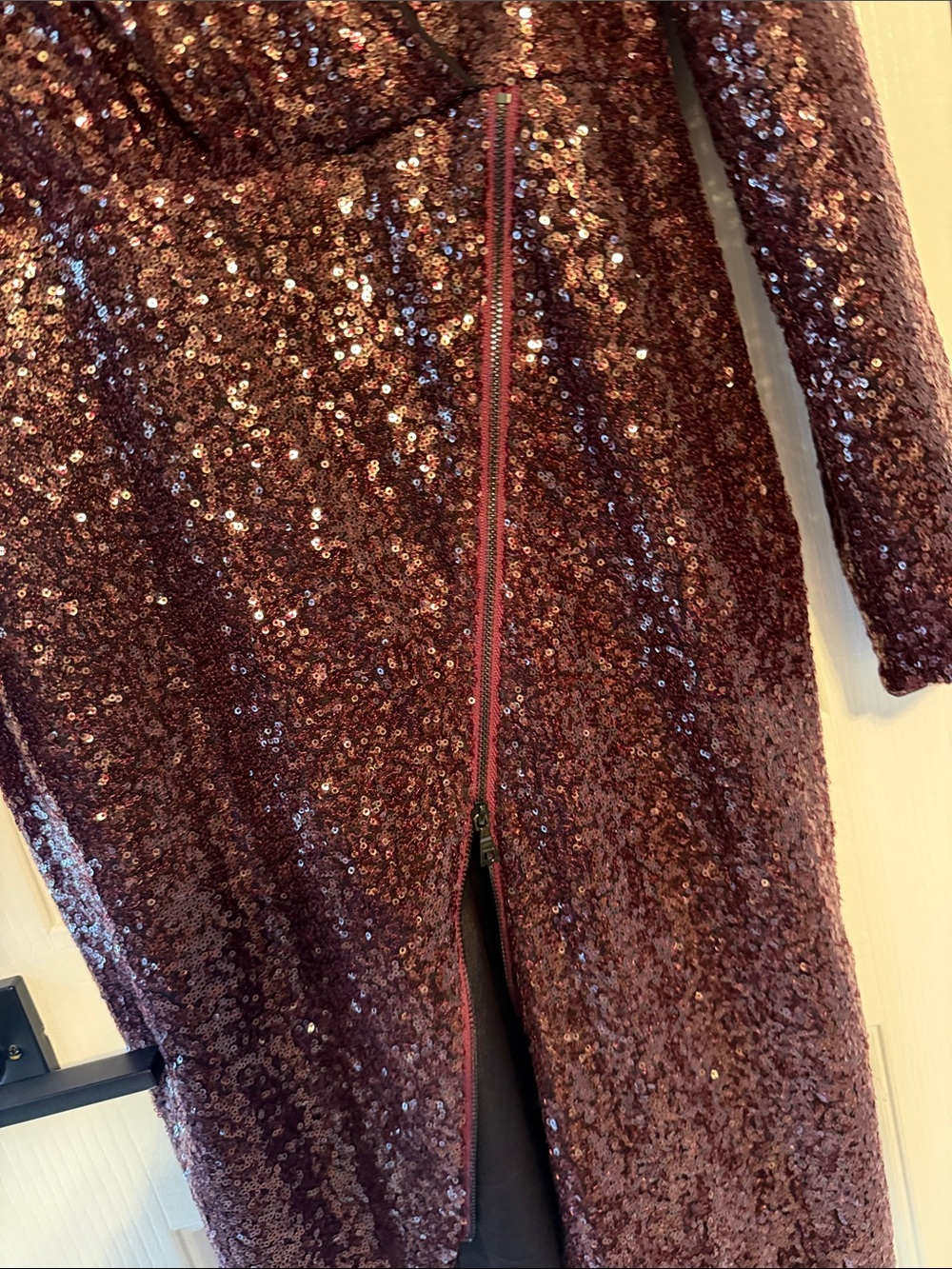 RACHEL Rachel Roy Burgundy Sequin Long Sleeve Dress - Picture 5 of 7